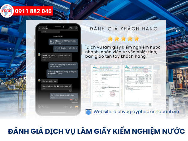 Dịch vụ làm giấy kiểm nghiệm nước tại Bình Dương