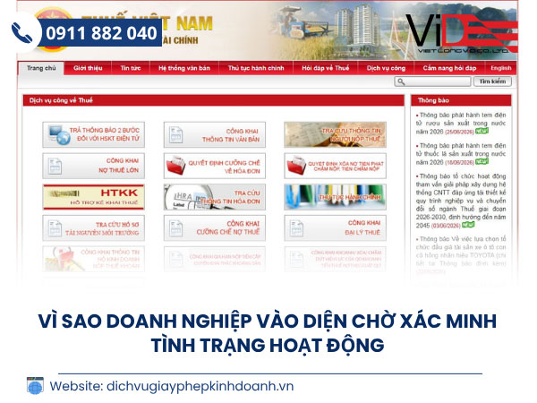 NNT chờ xác minh tình trạng hoạt động tại địa chỉ đã đăng ký